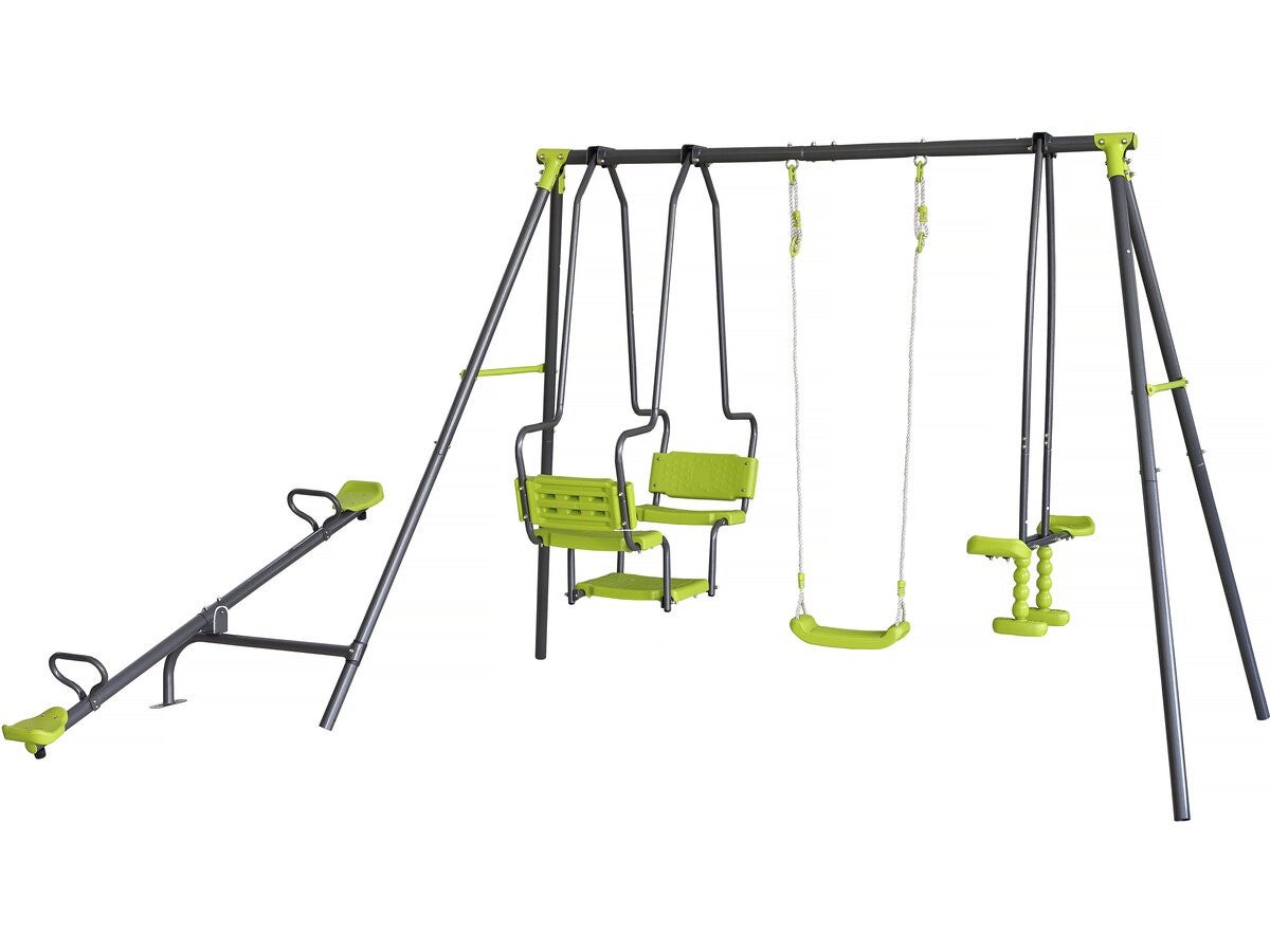 Metalowa huśtawka na plac zabaw "Lenny" - 4 aparaty - Zielona