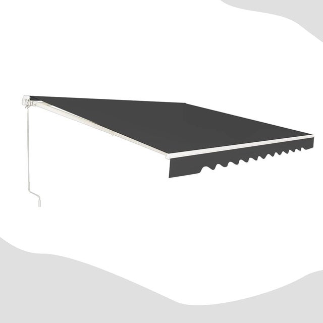 Toldo Retrátil, Cobertura Manual de Abrigo em Alumínio com Tecido Resistente aos UV e à Água, com Manivela e Ângulo Ajustável (300 x 250 cm, Cinzento)