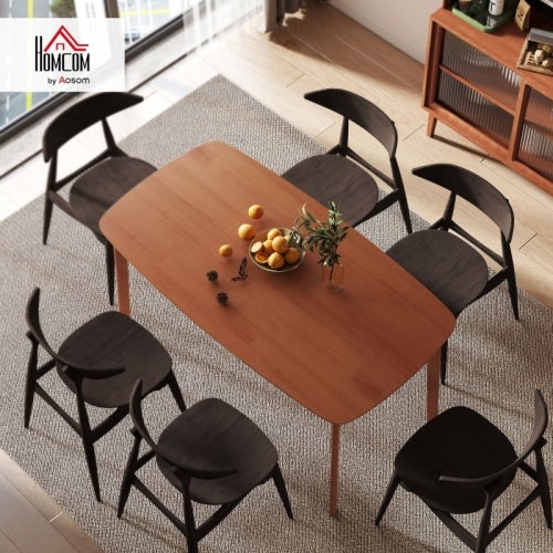 Mesa de comedor rústica, 150x80 cm, madera con acabado lacado en marrón, estilo campo