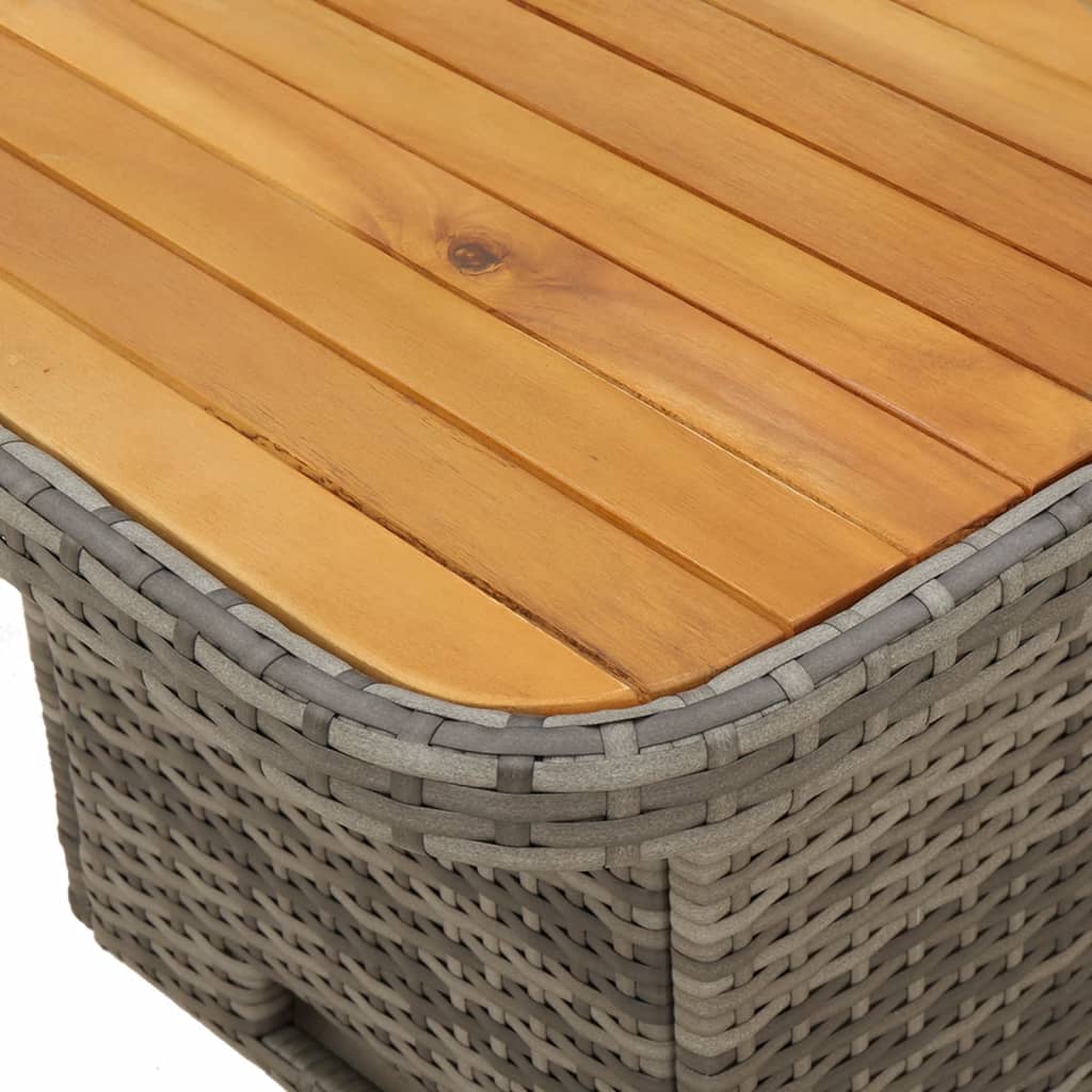 3 pcs conjunto de jantar p/ jardim | Móveis de jardim c/ almofadões vime PE cinza CFW310778 - 8