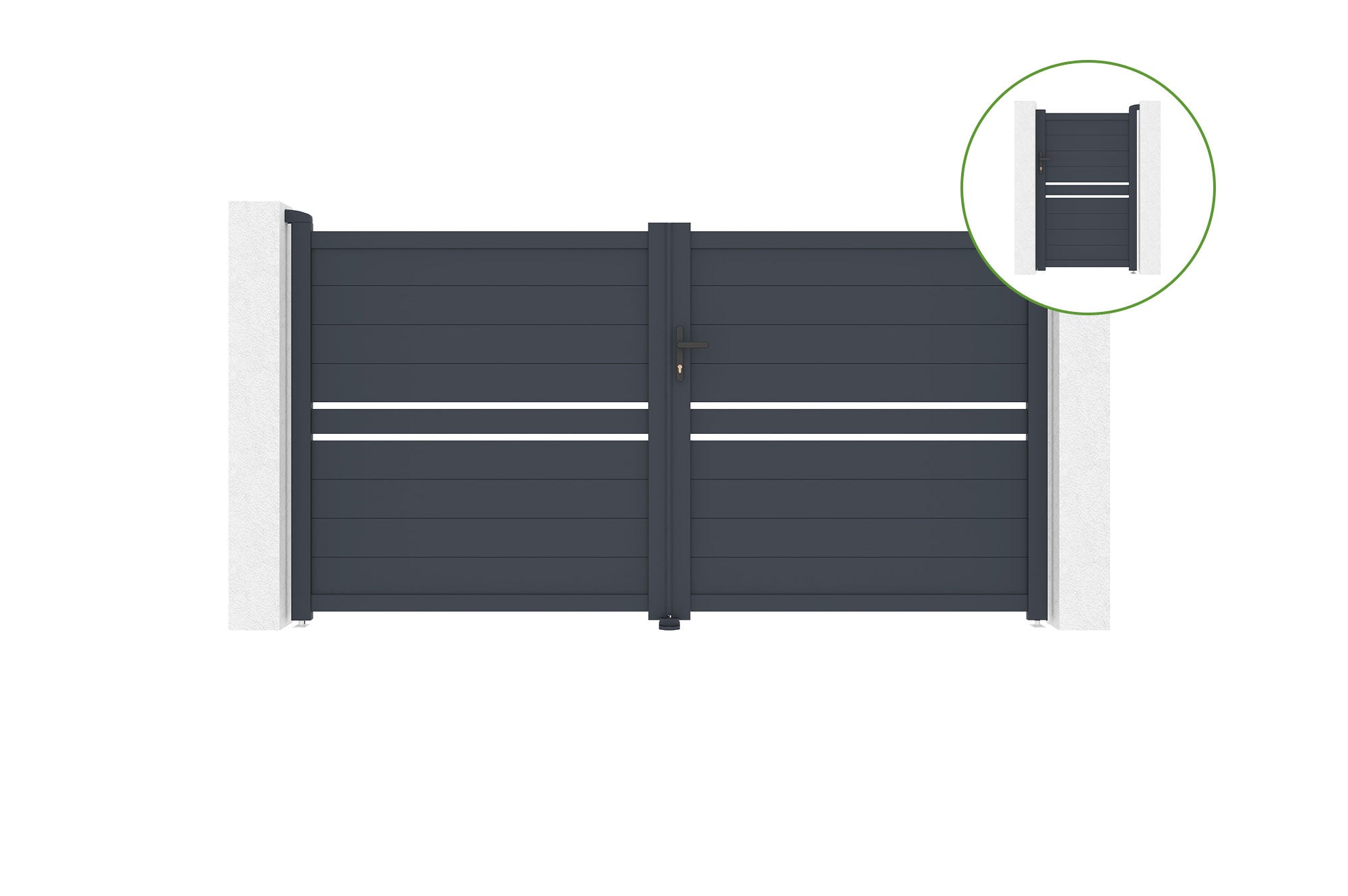 Brama skrzydłowa 3m CIMONE H.160cm aluminiowa + brama CIMONE H160 SZARY