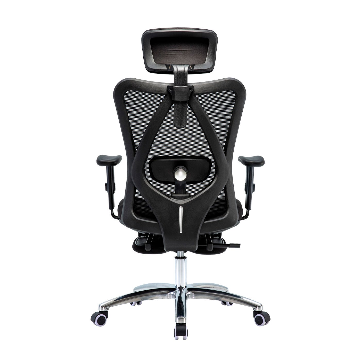 Poltrona sedia ufficio girevole ergonomica HWC-J86 tessuto regolabile con poggiapiedi nero - 7