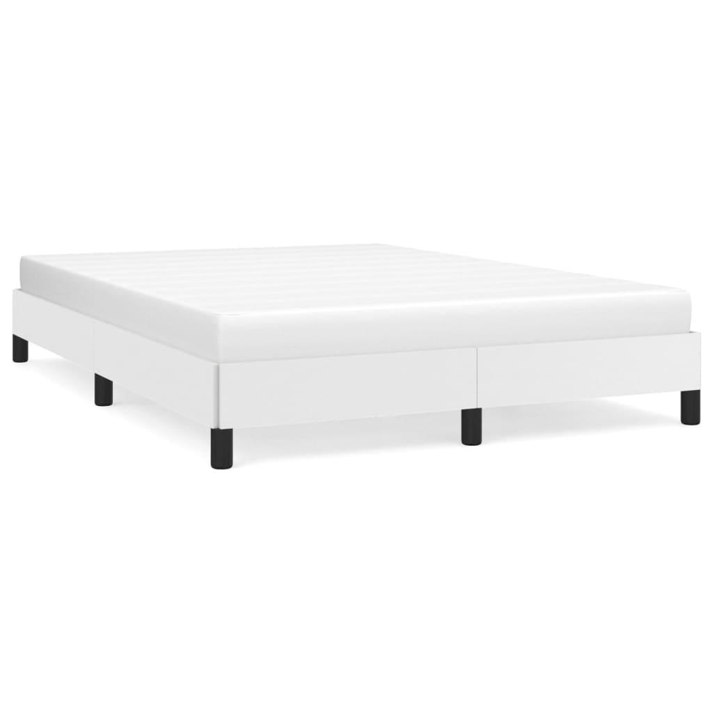 Cadre de lit sans matelas blanc 140 x 190 cm similicuir - 2