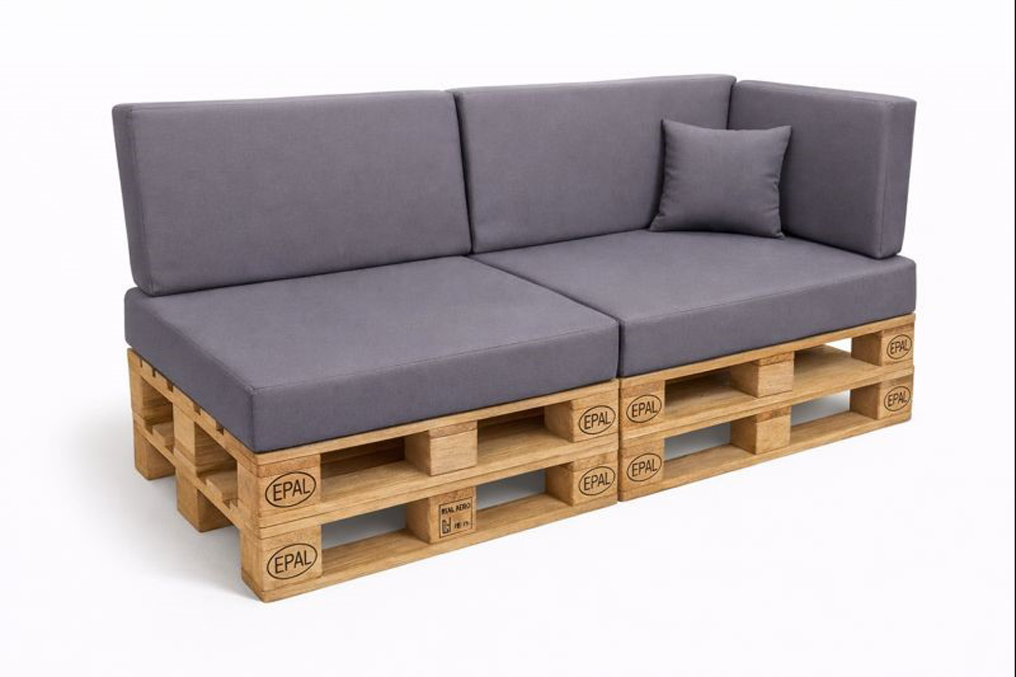 Zestaw 6 poduszek na palety ogrodowe 120×50×10 cm – siedzisko i oparcie 120×40×10 cm, grube i wytrzymałe, szare