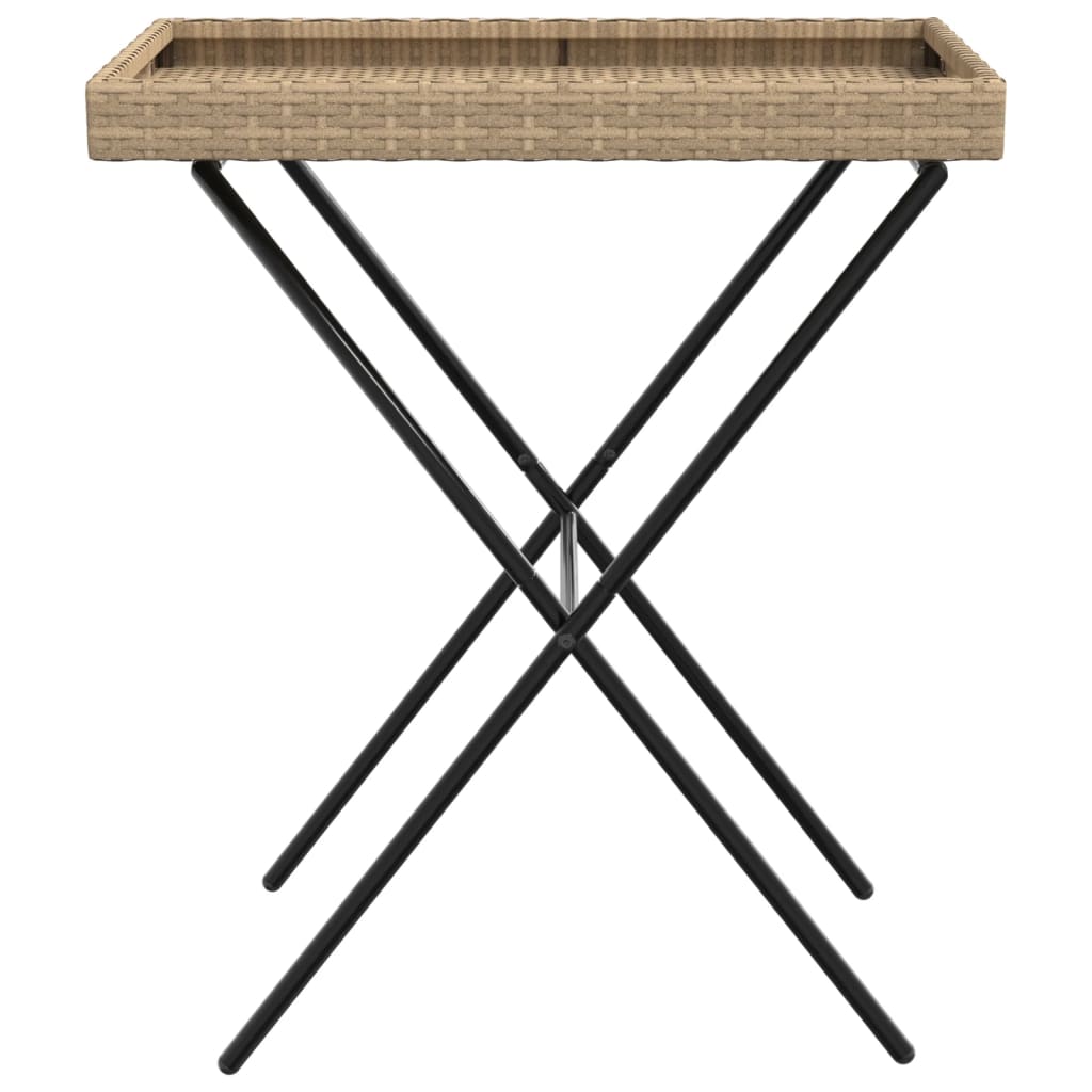 Maison Exclusive - Mesa con bandeja plegable ratán sintético beige 65x40x75 cm - 5