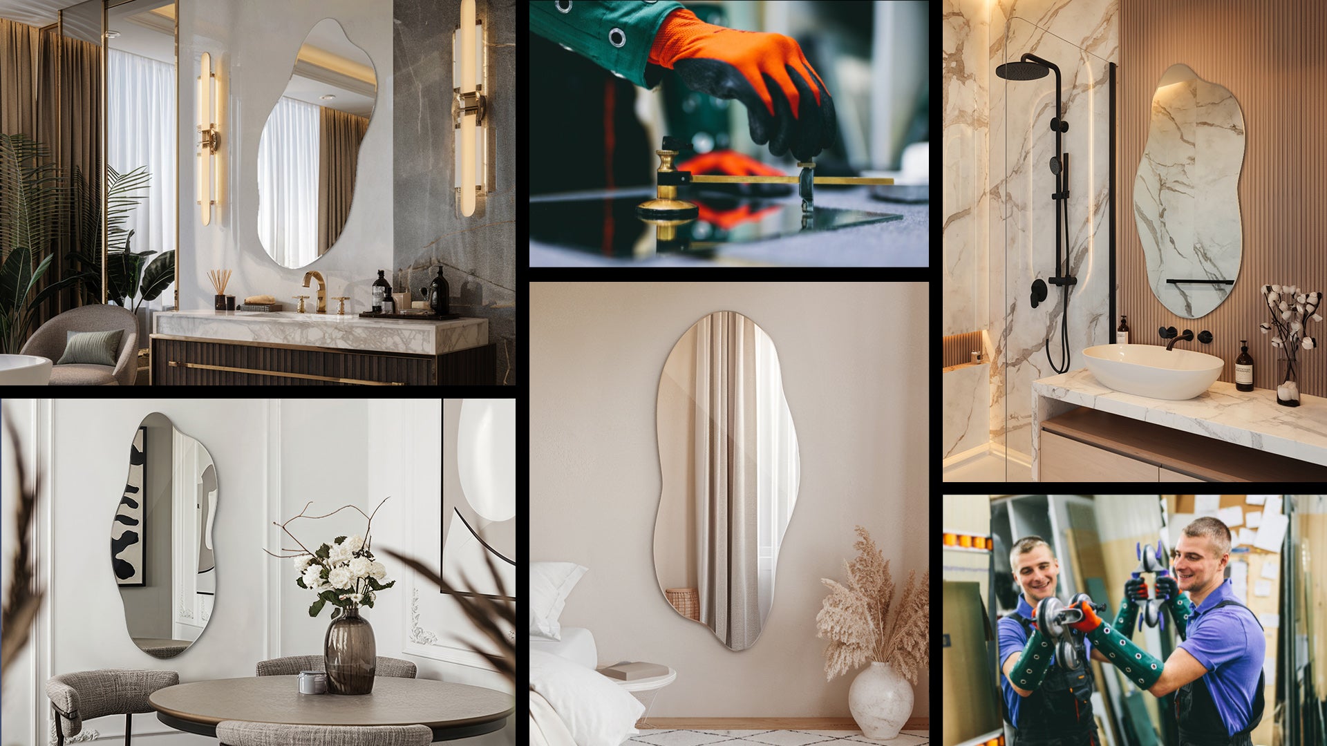 Specchio Decorativo con Forma Organica e Irregolare, Per Arredare Salotto, Camera o Ingresso con Stile - 45 x 100 cm - 7