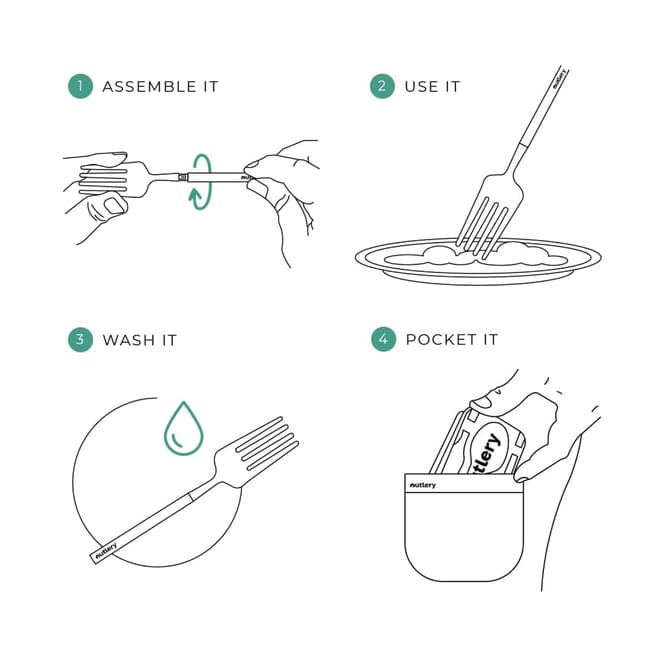 Set Posate Da Viaggio Outlery In Acciaio Inox - Argento, Con Custodia, Per Campeggio E Escursioni - Foto 9