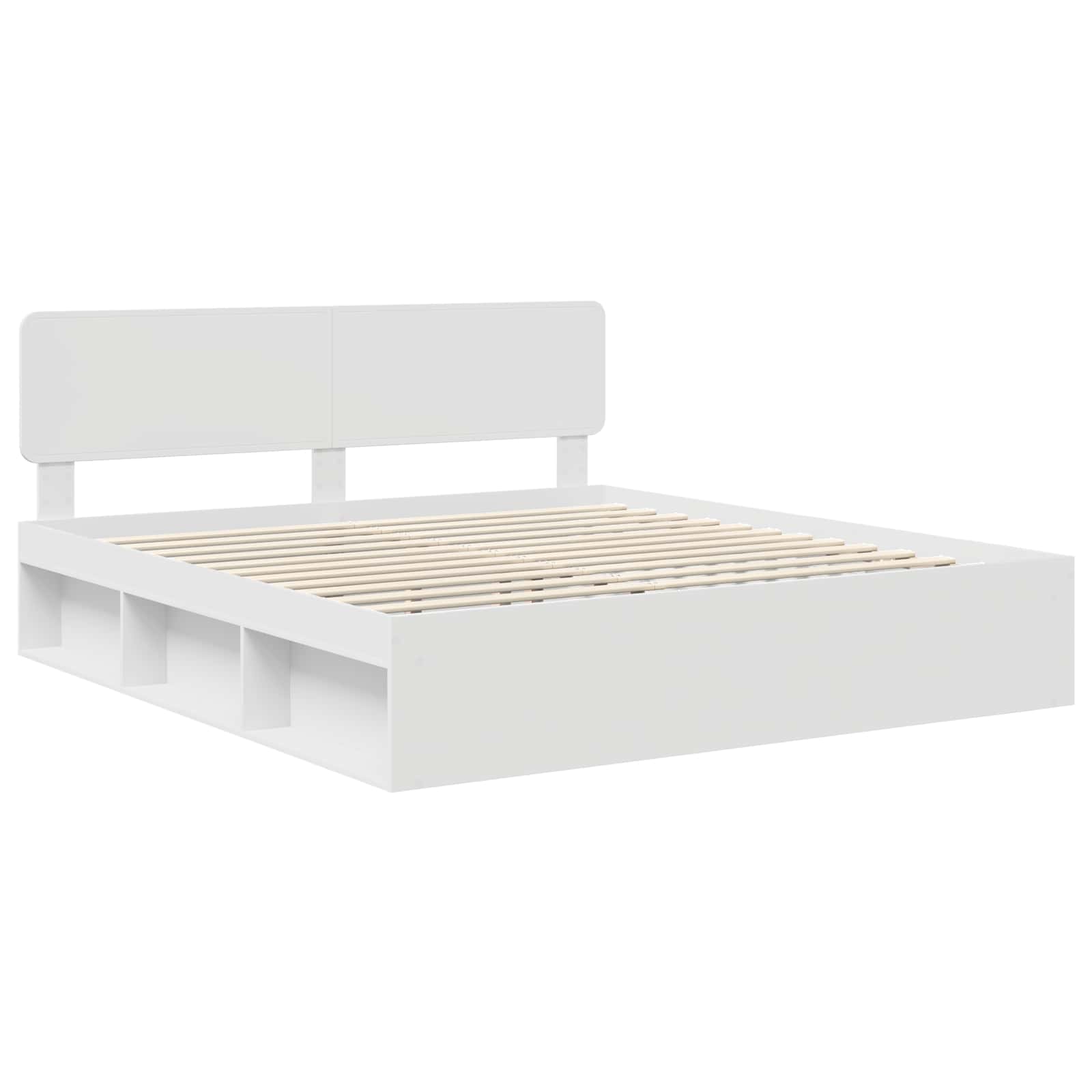 Cadre de lit avec tête de lit en pin massif blanc pour la chambre, 200 × 200 cm - 4