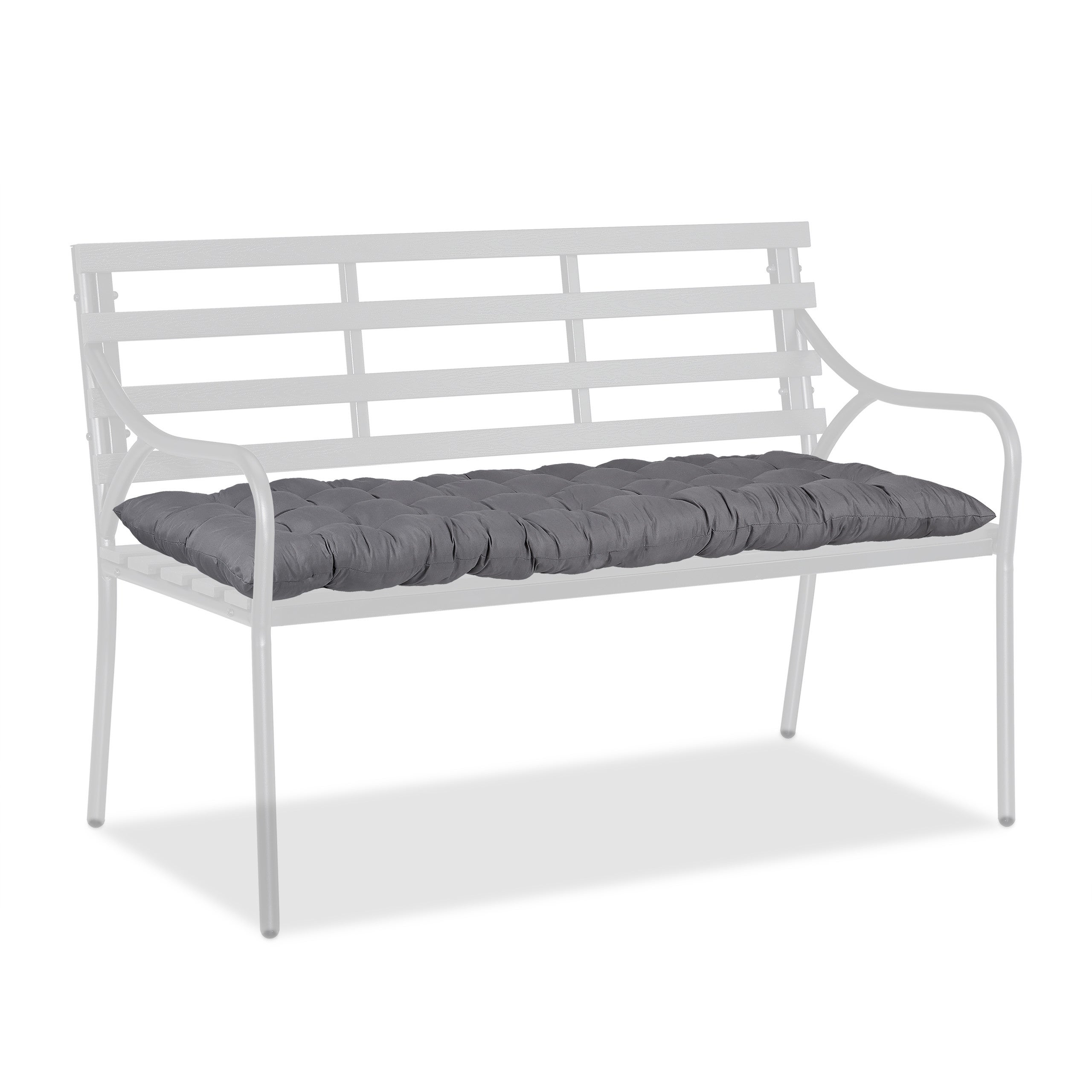 Cuscino Per Panche Relaxdays - Trapuntato Grigio, 180 Cm, Per Interni Ed Esterni Con Fasce