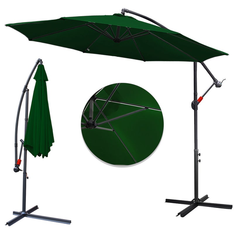 Parasol Florida, parasol de marché, 3m polyester/bois, rouge