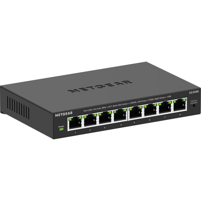 Commutateur Gigabit Ethernet Plus NETGEAR à 8 ports (GS308Ev4)