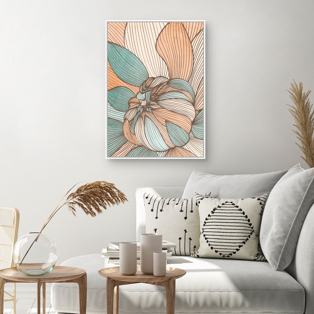 Toile encadrée Fleurs abstraites / 60x90cm / Cadre Blanc / Fabriqué en France / Déco murale / DADA ART - 2