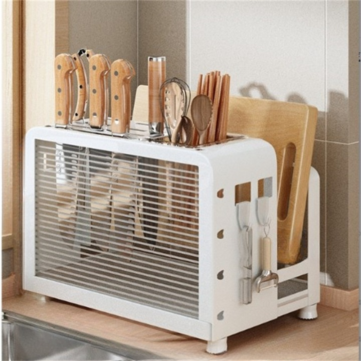 Wbudowana półka do przechowywania w blacie, półka kuchenna, na przybory kuchenne, 27,5×16×22 cm - biała