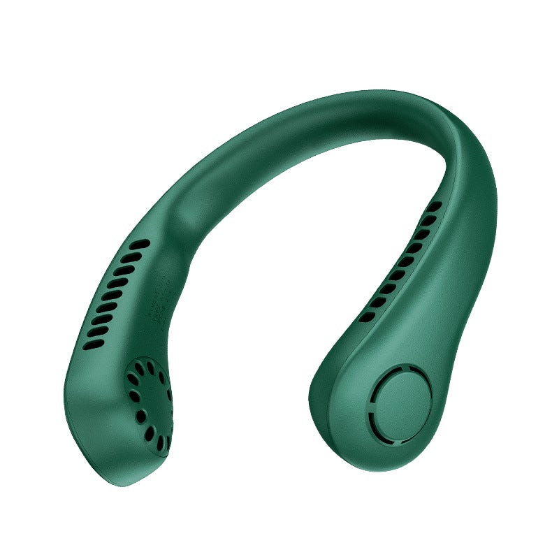 Przenośny wentylator bezłopatkowy, 5 prędkości, wyświetlacz cyfrowy, akumulator o dużej pojemności 3000 mAh, ładowanie przez USB, kolor zielony.