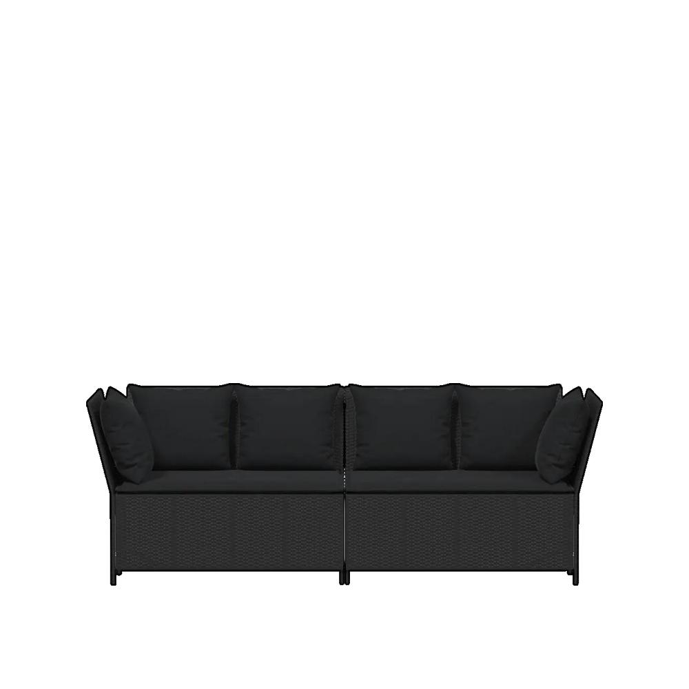 Sofa ogrodowy vidaXL Czarny, modułowy, rattan syntetyczny