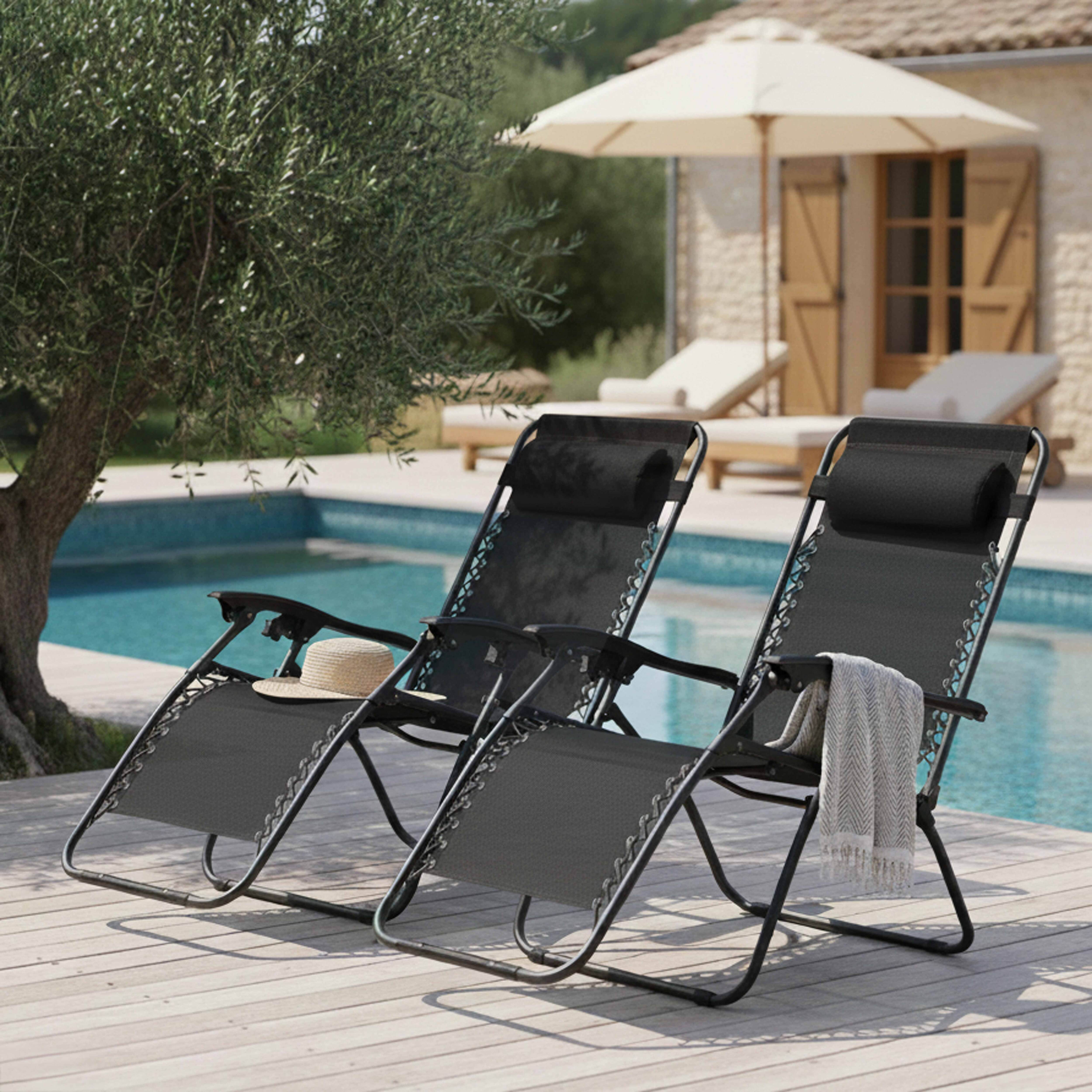 Lot de 2 fauteuils lounge en acier noir - 2
