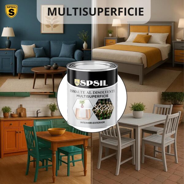 Pintura Esmalte al Disolvente Spsil Color Naranja Brillo para Múltiples Superficies (Valla, Metal, Paredes y Más), Interiores y Exteriores, 750ml - 5
