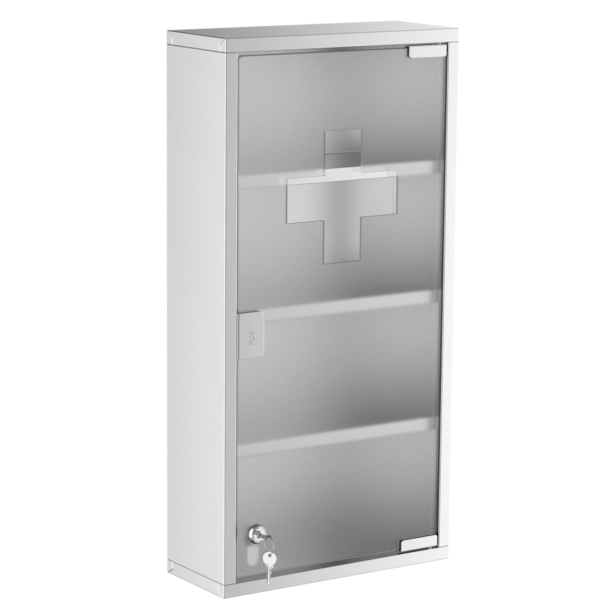 Homcom armario de medicinas botiquín gabinete de primero auxilios acero inox 4 estantes caja colgante de pared con cerradura