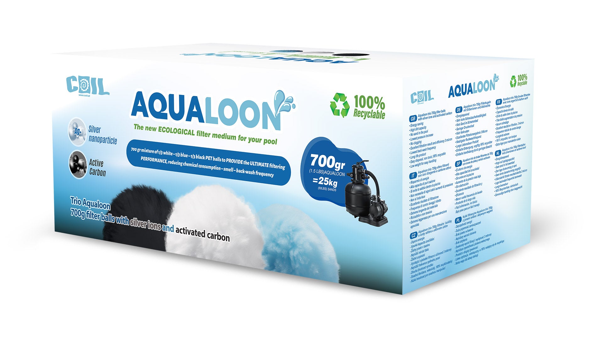 COIL Kulki filtracyjne Aqualoon TRIO do pompy piaskowej do basenu opakowanie 700g zastępuje 25kg piasku - 4