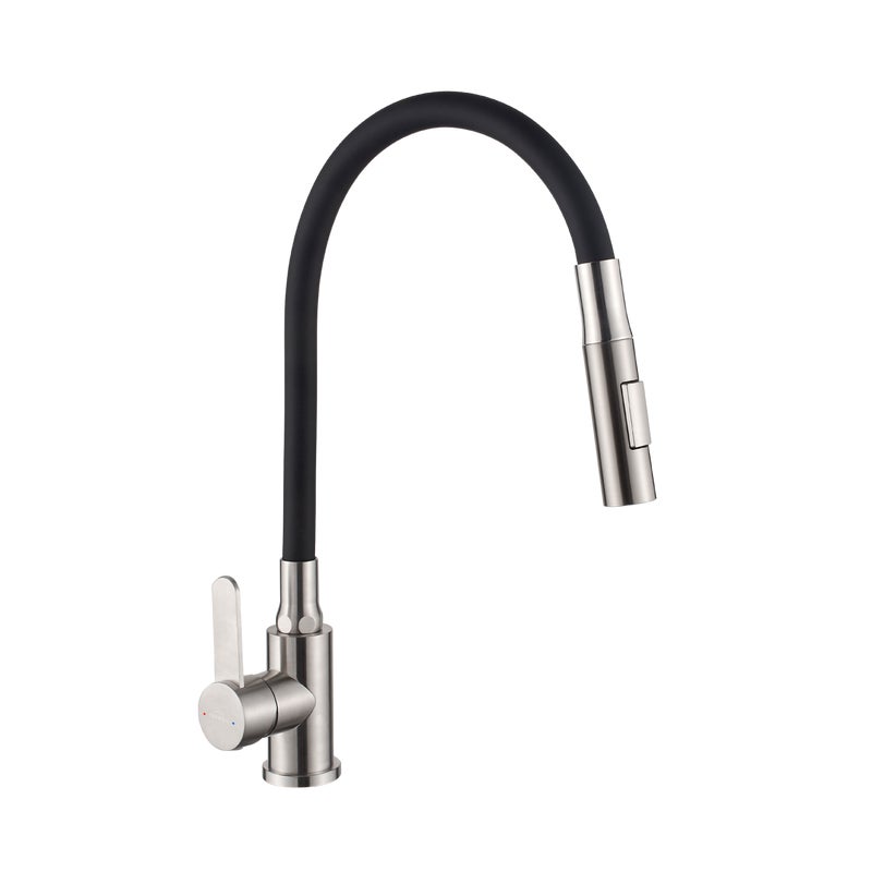 Bateria kuchenna Invena Roko z elastyczną 2f wylewką, inox / czarny