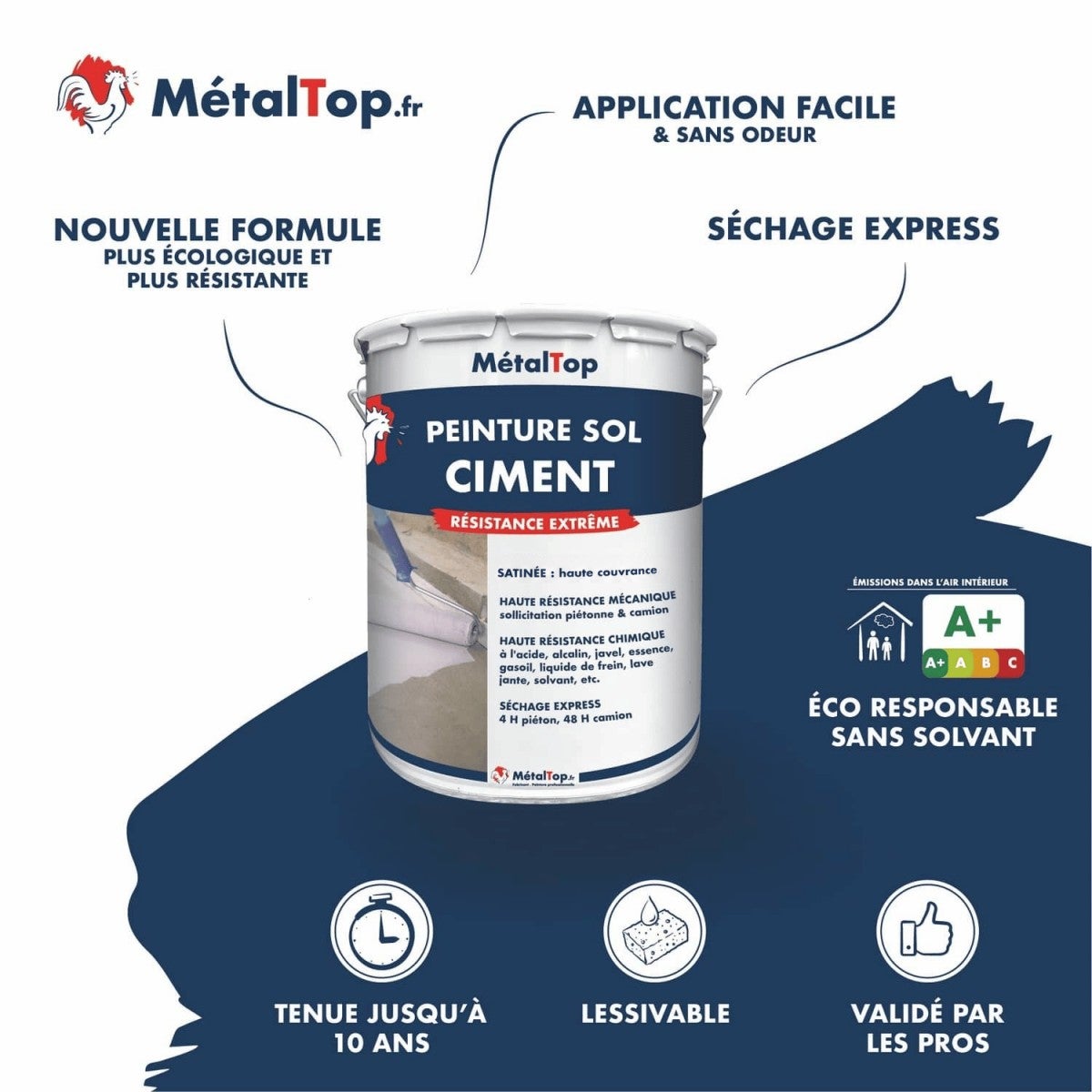 Peinture Sol Ciment - Gris béton - RAL 7023 - 5 L - Métaltop - 3