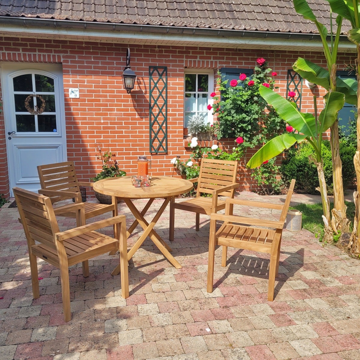 Tavolo rotondo pieghevole in teak massiccio Adomée ø 90 cm - 4