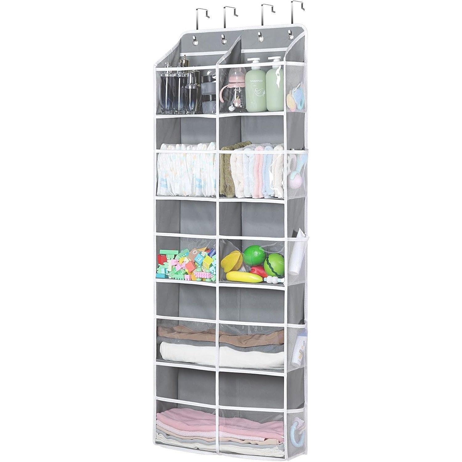 Organizador colgante para guardar lanas, organizador extragrande de 5 niveles para bolsas de crochet con bolsillos transparentes profundos