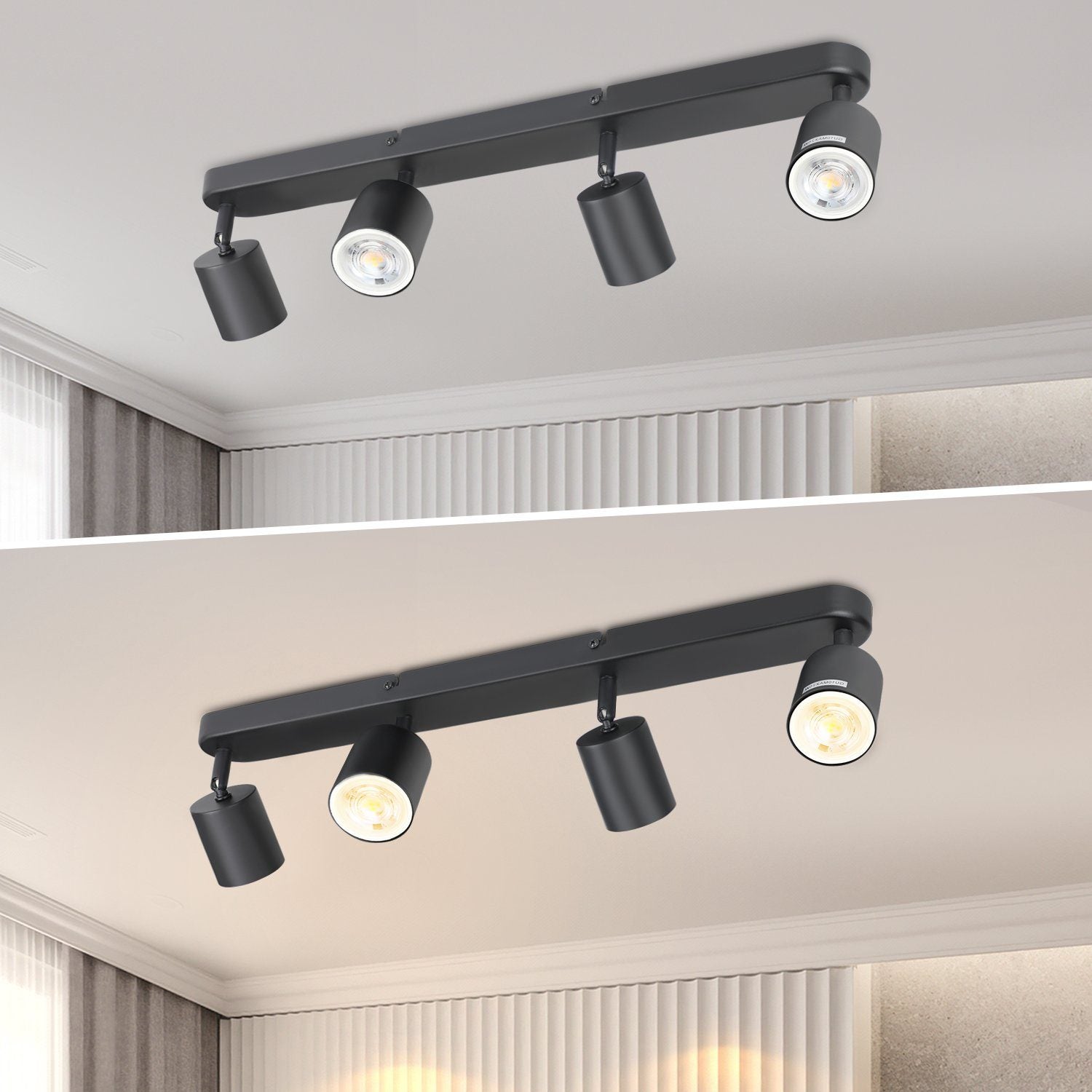 NETTLIFE 4 Focos GU10 Max.25w Luz de Techo LED Negra Foco para Sala de Estar Ajustable 350° para Dormitorio Cocina Mesa de - 2