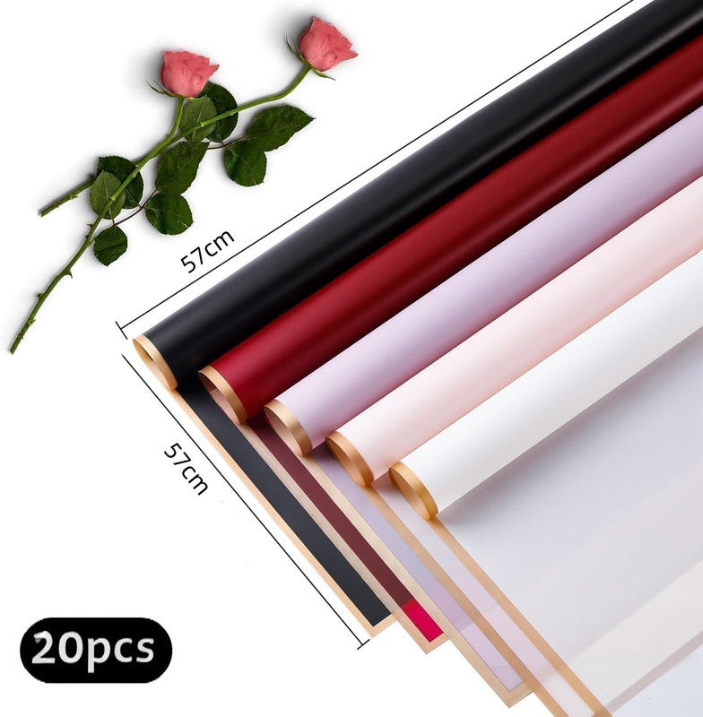Papier d'emballage de fleurs, papier d'emballage en plastique, imperméable, 20 morceaux de papier d'emballage de bouquet de fleuriste, 57*57cm, rose - 4