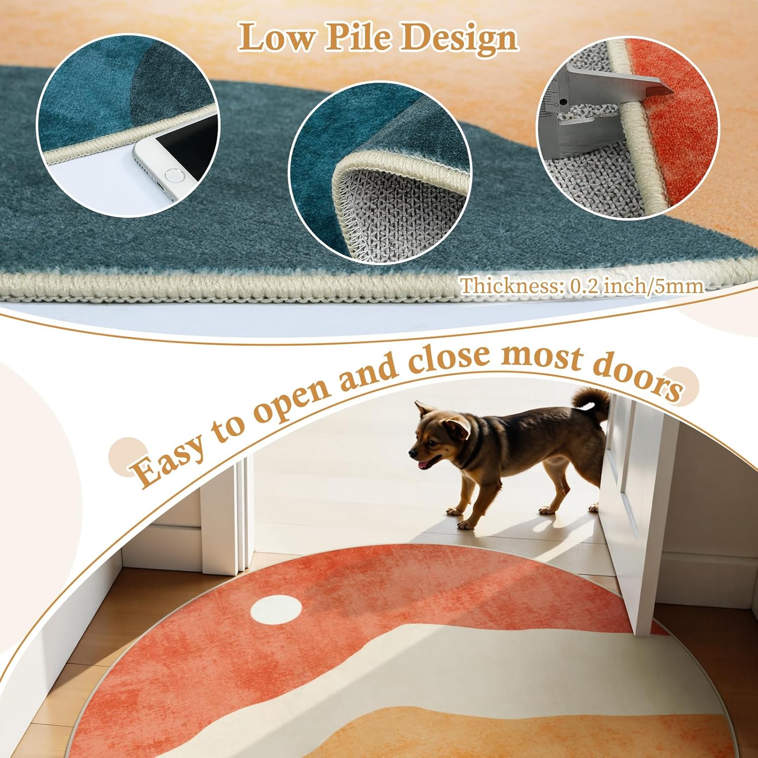 Tapis rond 100 cm, tapis doux, tapis de sol bohème lavable, tapis décoratif pour salon canapé salle de bain chambre chambre d'enfant - 2