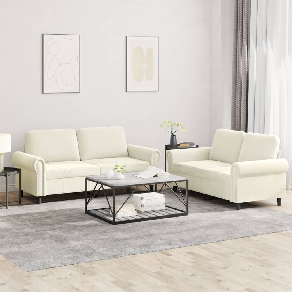 Vidaxl ensemble de canapés d'extérieur 6 pcs blanc et beige polyester