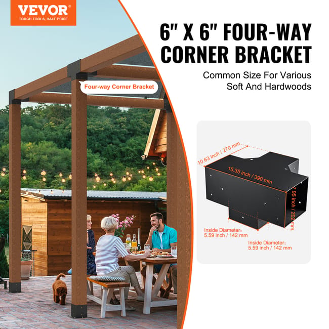 ITeVe.GD Staffa angolare a 3 vie, in acciaio zincato, per legno da 10,2 x 10,2 cm, in metallo, fai da te, per gazebo all'aperto, capanne di tronchi ITeVe.GD Staffa angolare a 3 vie, in acciaio zincato, per legno da 10,2 x 10,2 cm, in metallo, fai da te, per gazebo all'aperto, capanne di tronchi