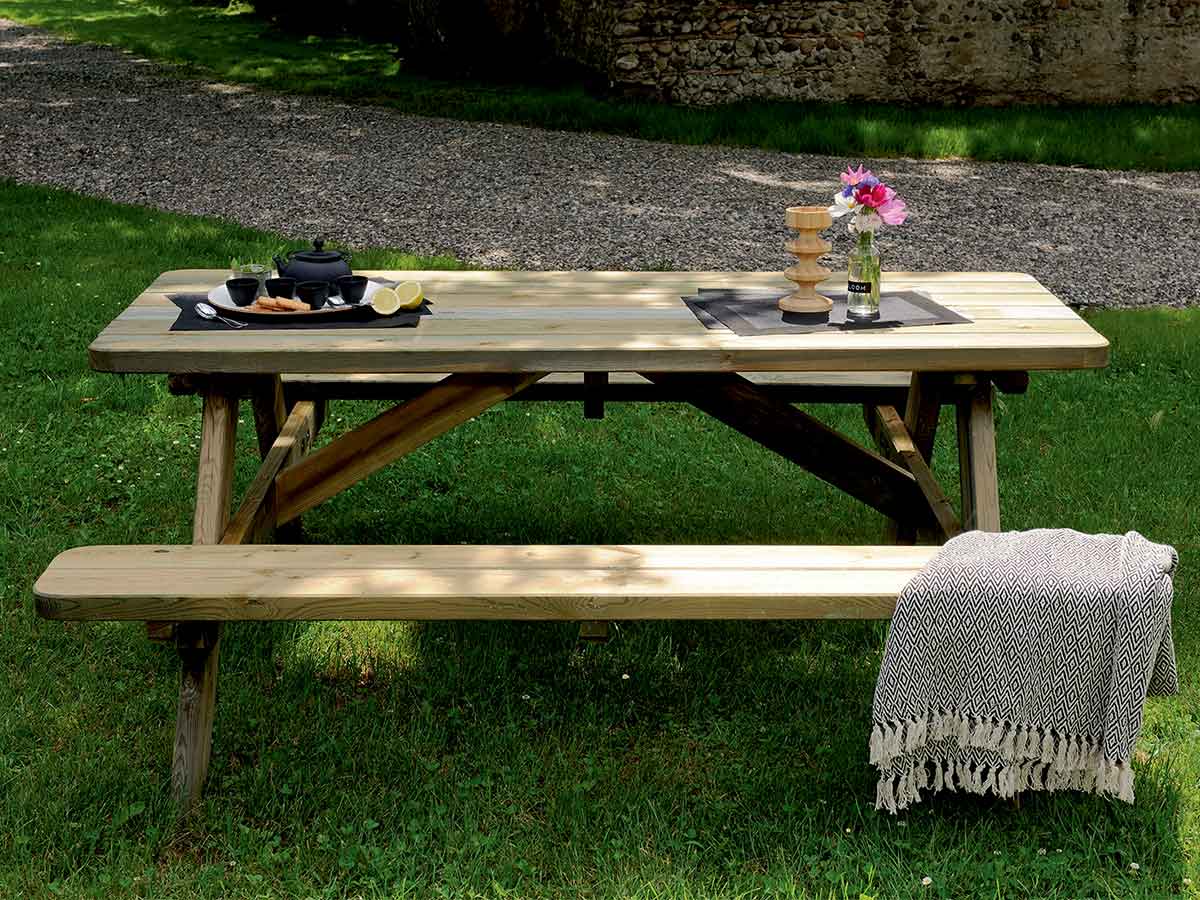 Table basse de jardin rectangulaire en Bois Beige 6 places - 3