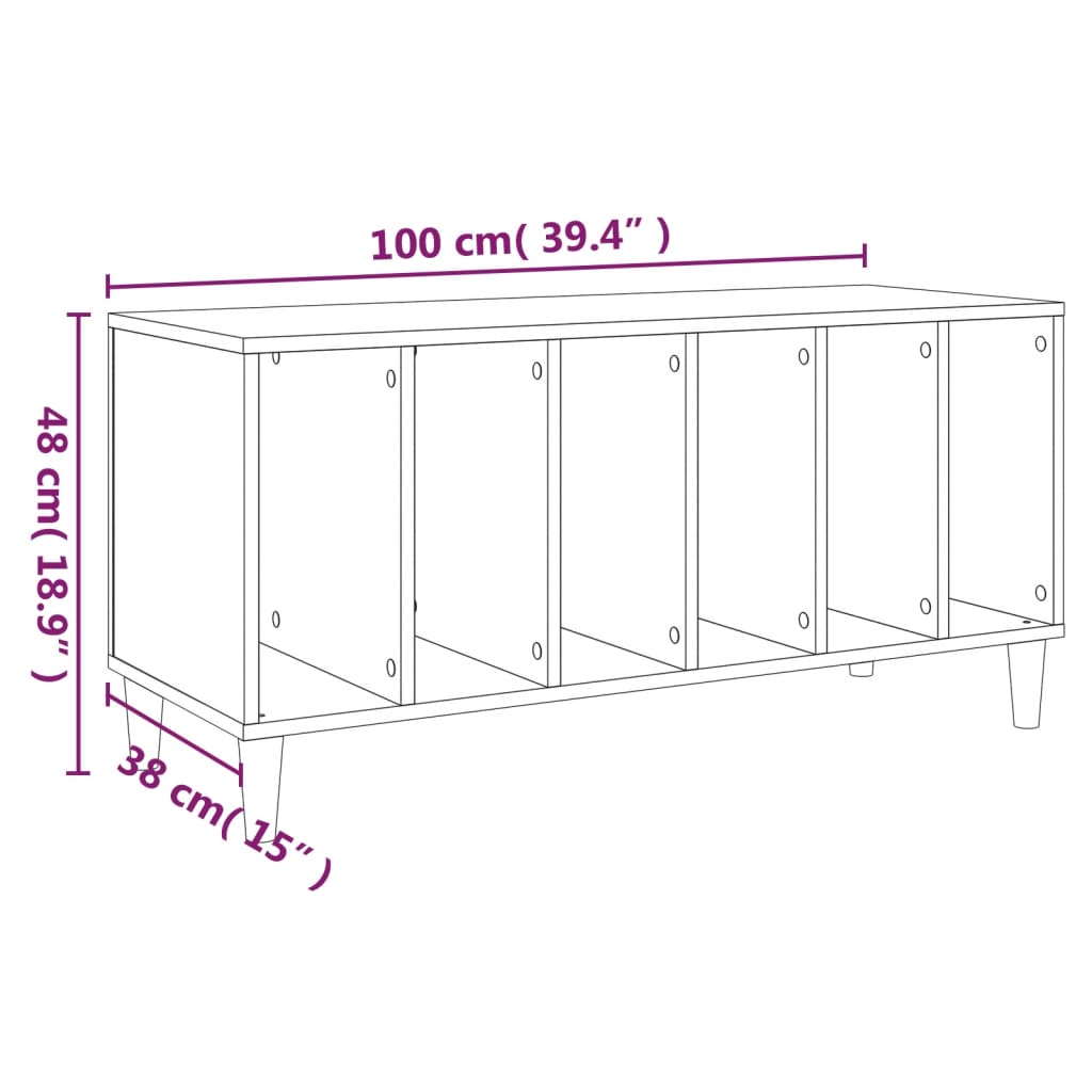 Armário de discos em compensado branco 100x38x48 cm – ComfortXL - 8
