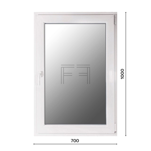 Fintex-finestra in PVC bianco singola anta 700x1000 apertura a sinistra, vetro stratificato 4mm, PROFILO A L