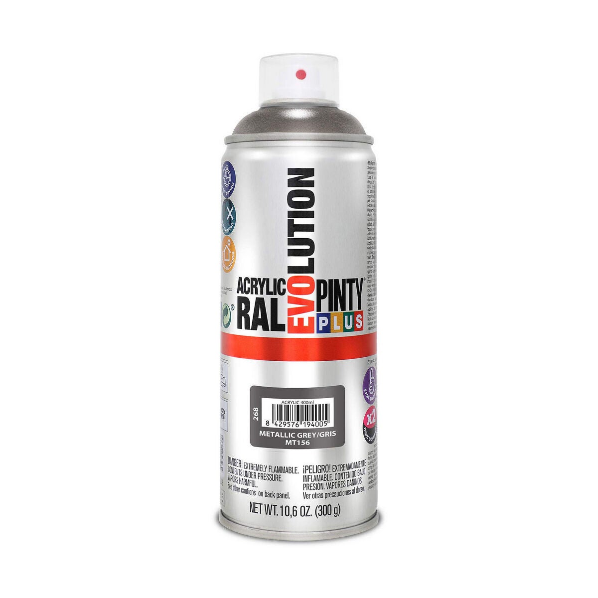 Farba metaliczna w sprayu PintyPlus Evolution Metallic 400ml szary