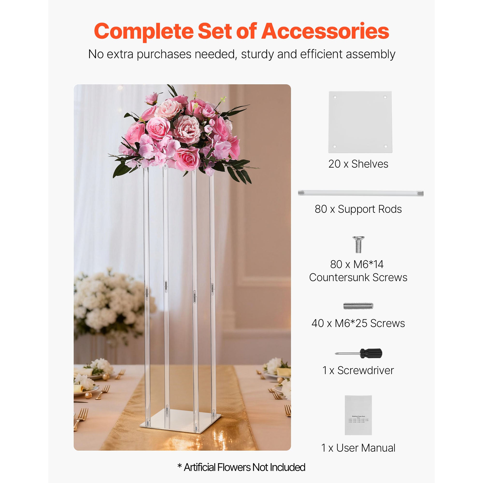 Lot de 10 colonnes SucceBuy en acrylique transparent de 80 cm pour compositions florales, parfaites pour fetes, anniversaires et decoration interieure - 5