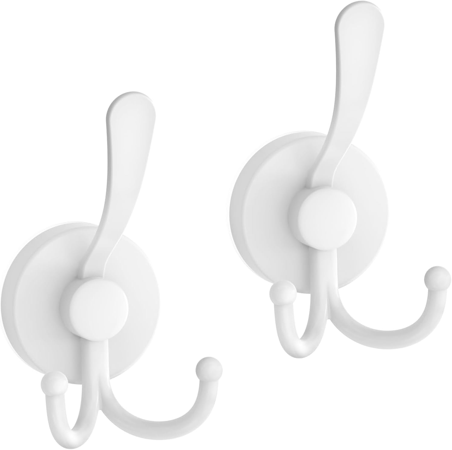 Hak z przyssawką, duży podwójny hak, do prysznica wewnętrznego, zestaw 2 sztuk, biały