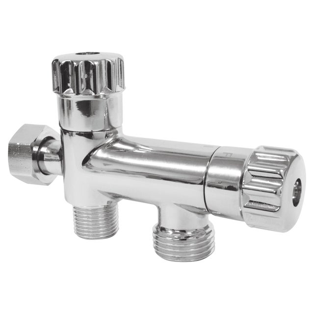 Robinet WC 3 voies anticalcaire chromé pour le raccordement d'un WC et d'une douchette