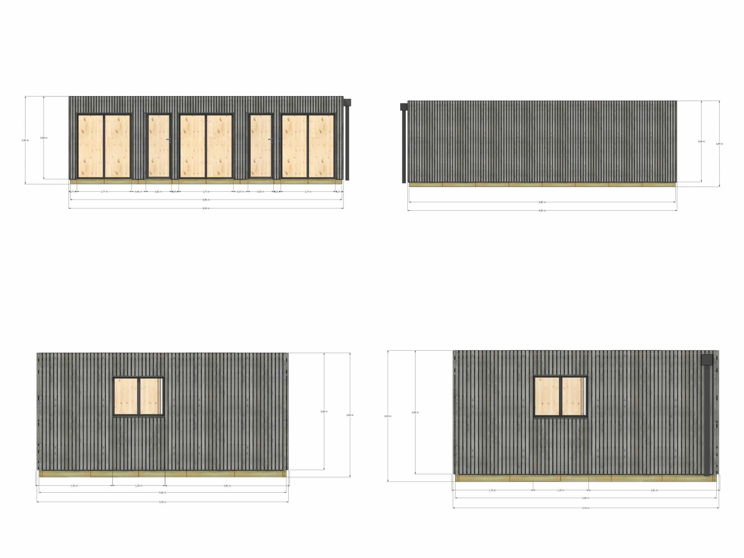 Tiny house ossature bois en bois 8,8 x 5,7 x 2,7 m avec plancher isolé - 4