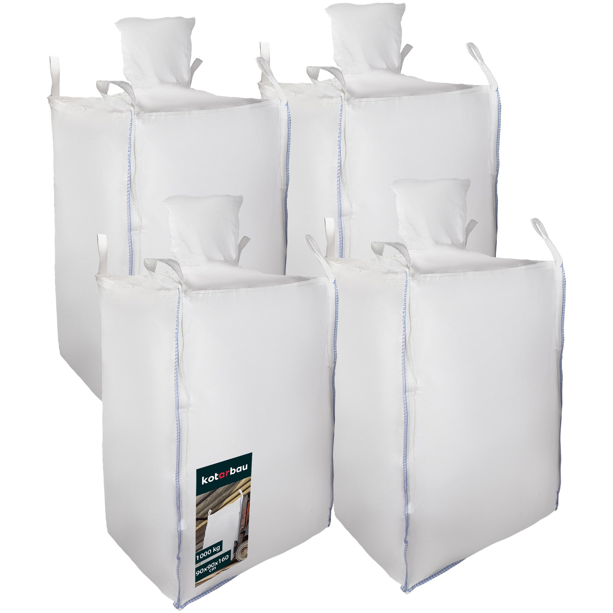 Worek Big Bag, worek na gruz budowlany 90 x 90 x 160 cm 1000 kg z lejkiem spustowym 4 sztuki - KOTARBAU