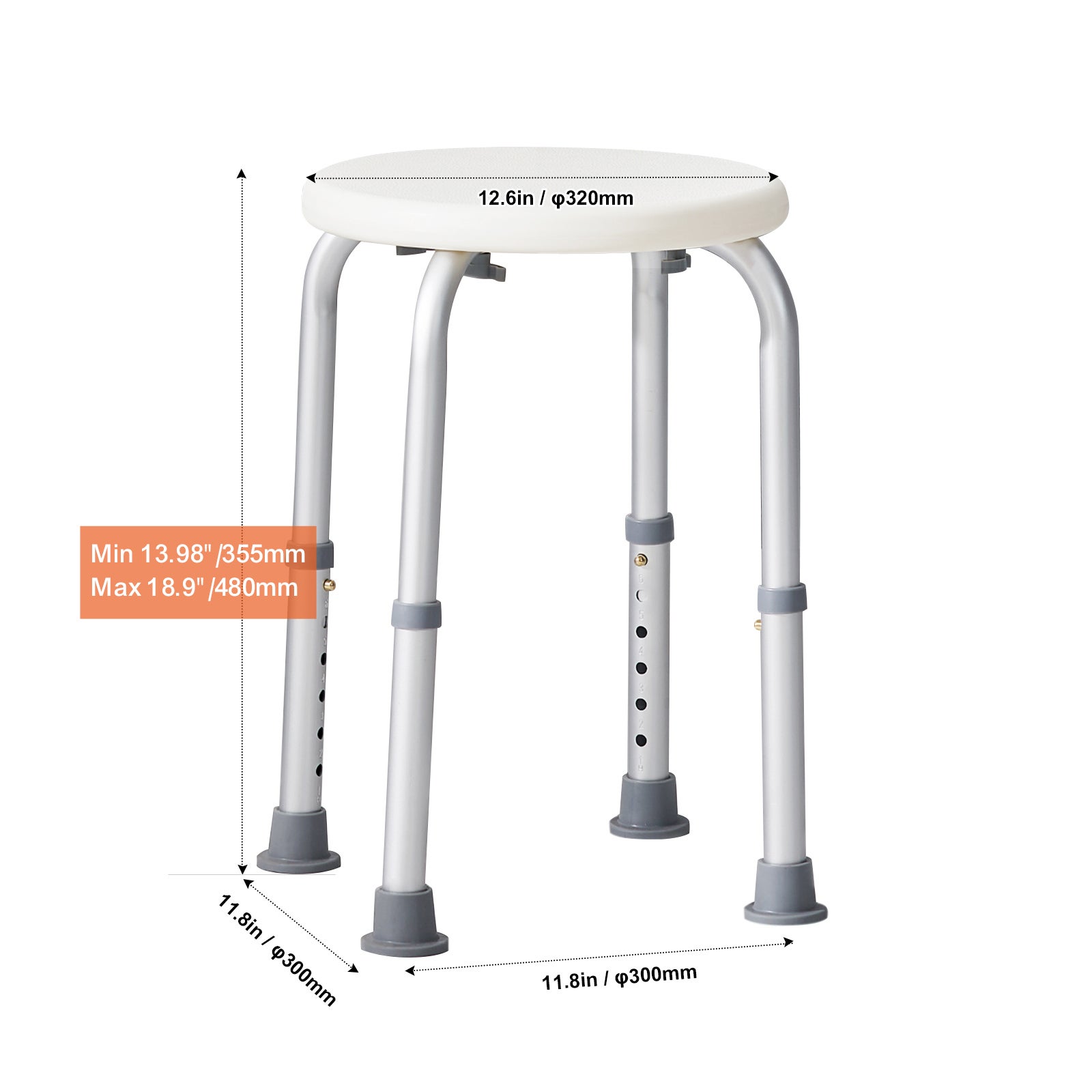 Silla de ducha para uso interior,SucceBuy taburete con altura ajustable,asiento antideslizante para bañera,capacidad de 136,1 kg - 2