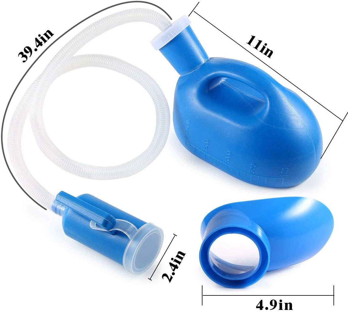 Luckxing - Bottiglia Per Urina Portatile 2000 Ml Con Tubo 1.3 M E Imbuto Per Donna - Orinatoio Da Viaggio E Letto - 4