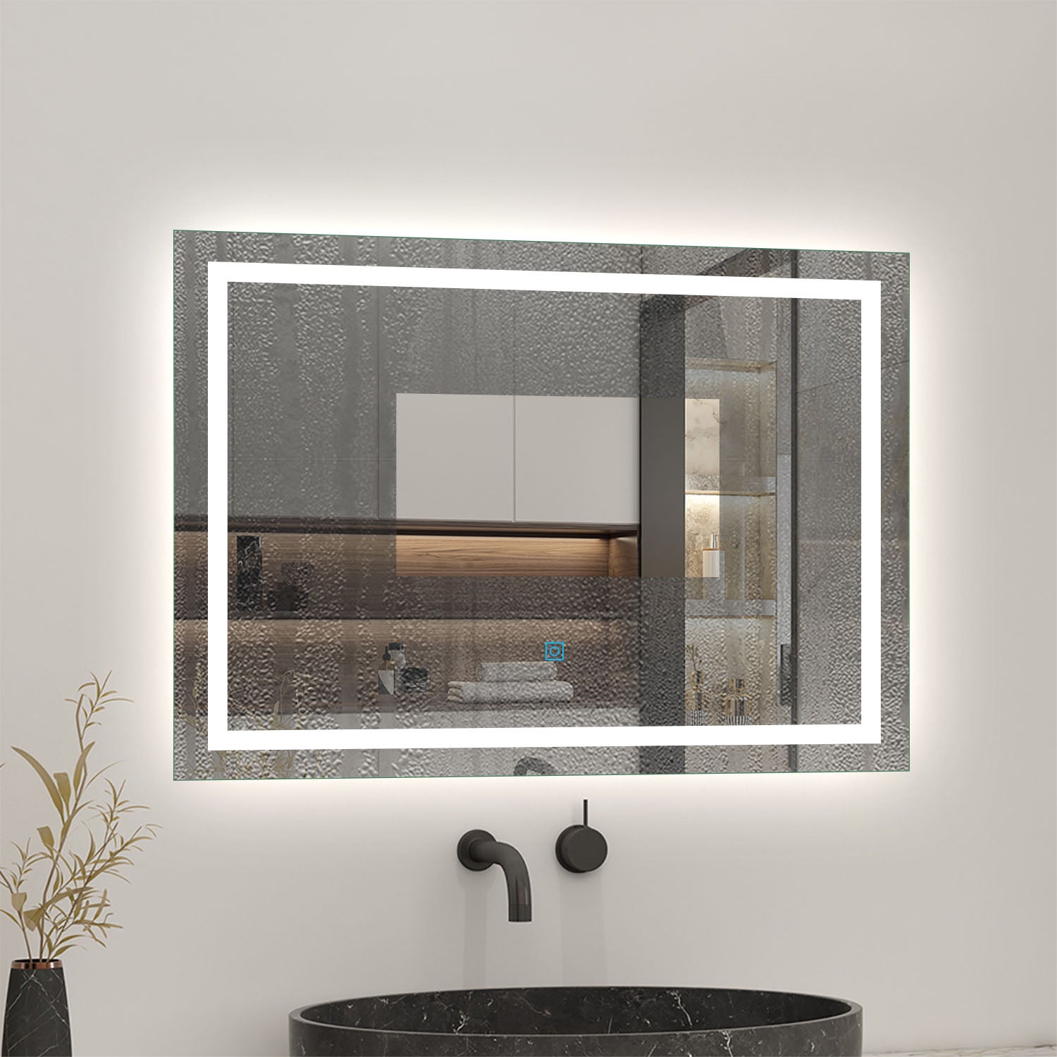 AICA Miroir lumineux 80 x 60cm anti-buée +dimmable + mémoire, miroir de salle de bain led - 5