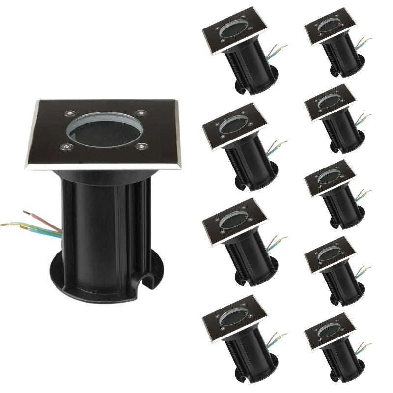 Foco led empotrable cuadrado para exteriores ip65 para bombilla gu10 (paquete de 10)