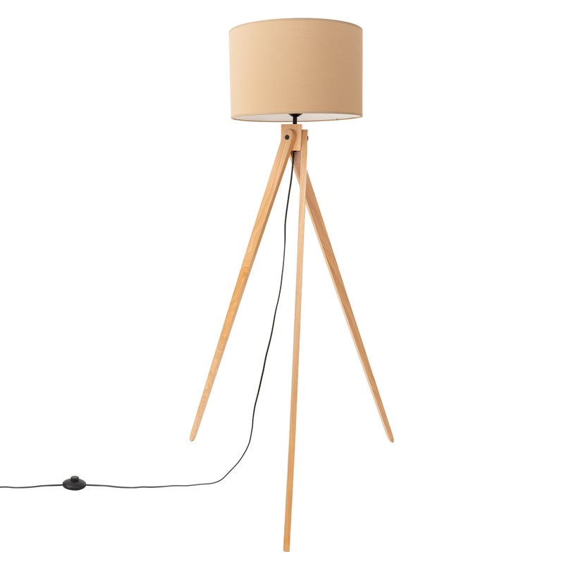 Lampa stojąca trójnóg drewniany NATT beżowa 1xE27x20W drewno wym:140x77x77cm IP20 Sollux Lighting