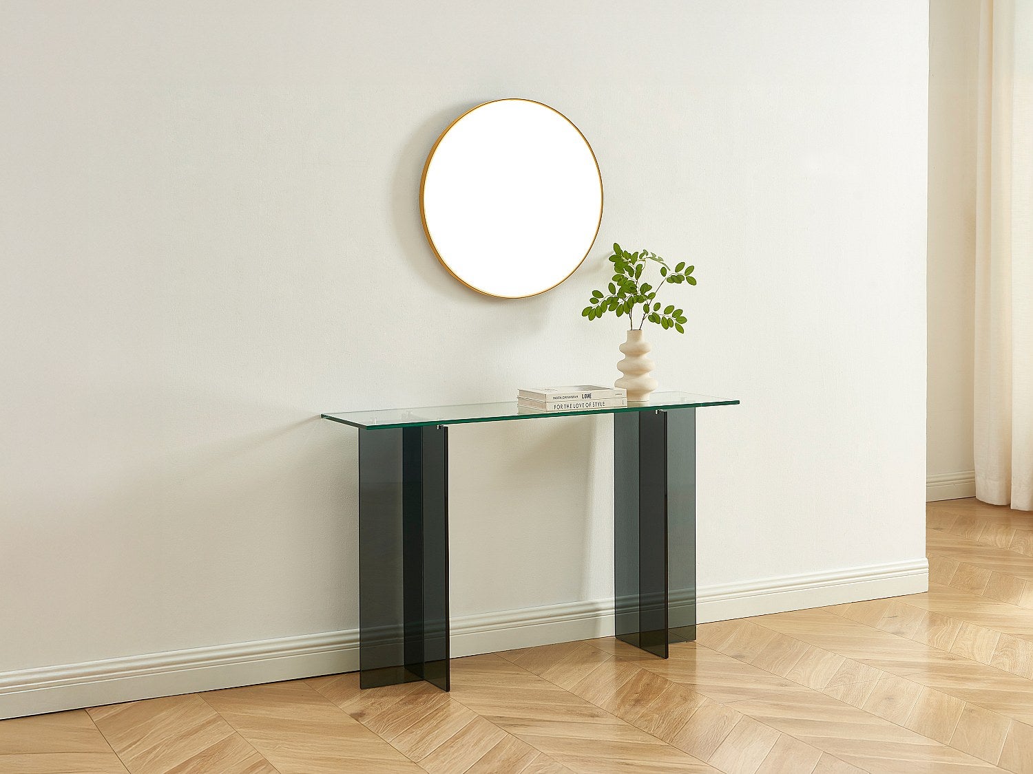 Konsola ze szkła hartowanego - Przezroczysty i Antracytowy - BYLENA