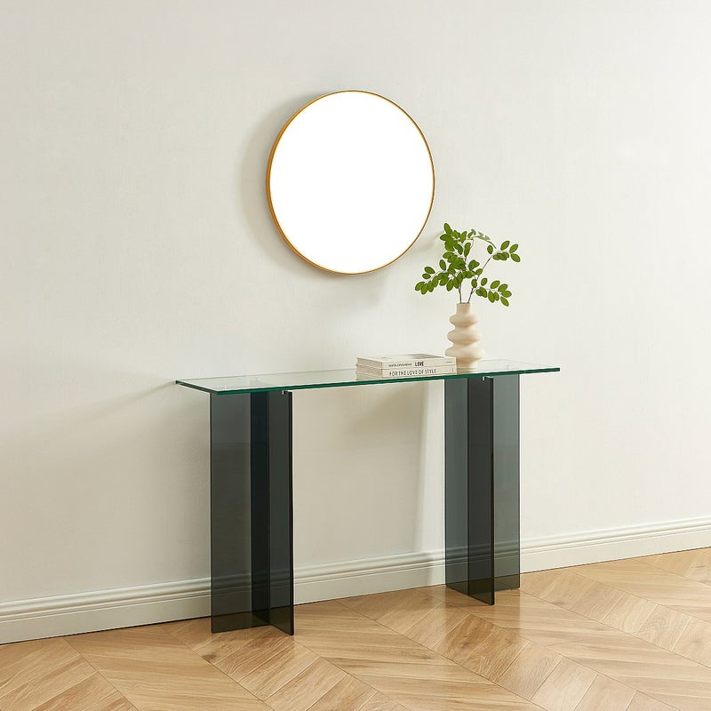 Konsola ze szkła hartowanego - Przezroczysty i Antracytowy - BYLENA