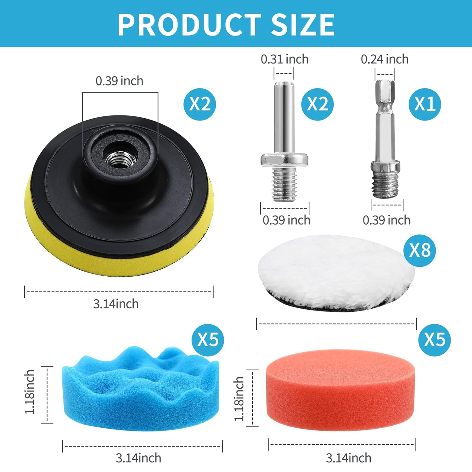 23 Pièces Polissage Voiture Kit，80mm Polissage Pad Éponge, pour Perceuse M10,pour le Polissage, le Meulage et le Cirage Dans les Machines à Polir - 2