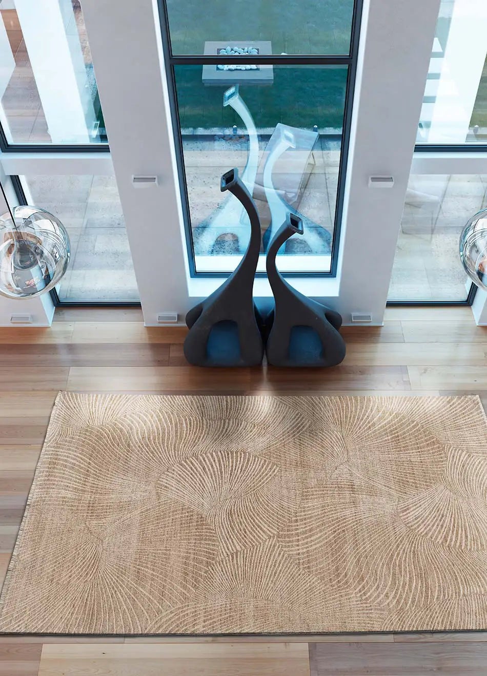 Tapis intérieur beige rectangulaire l.160 x L.230 cm ONA géométrique avec franges - ATTICGO - 6